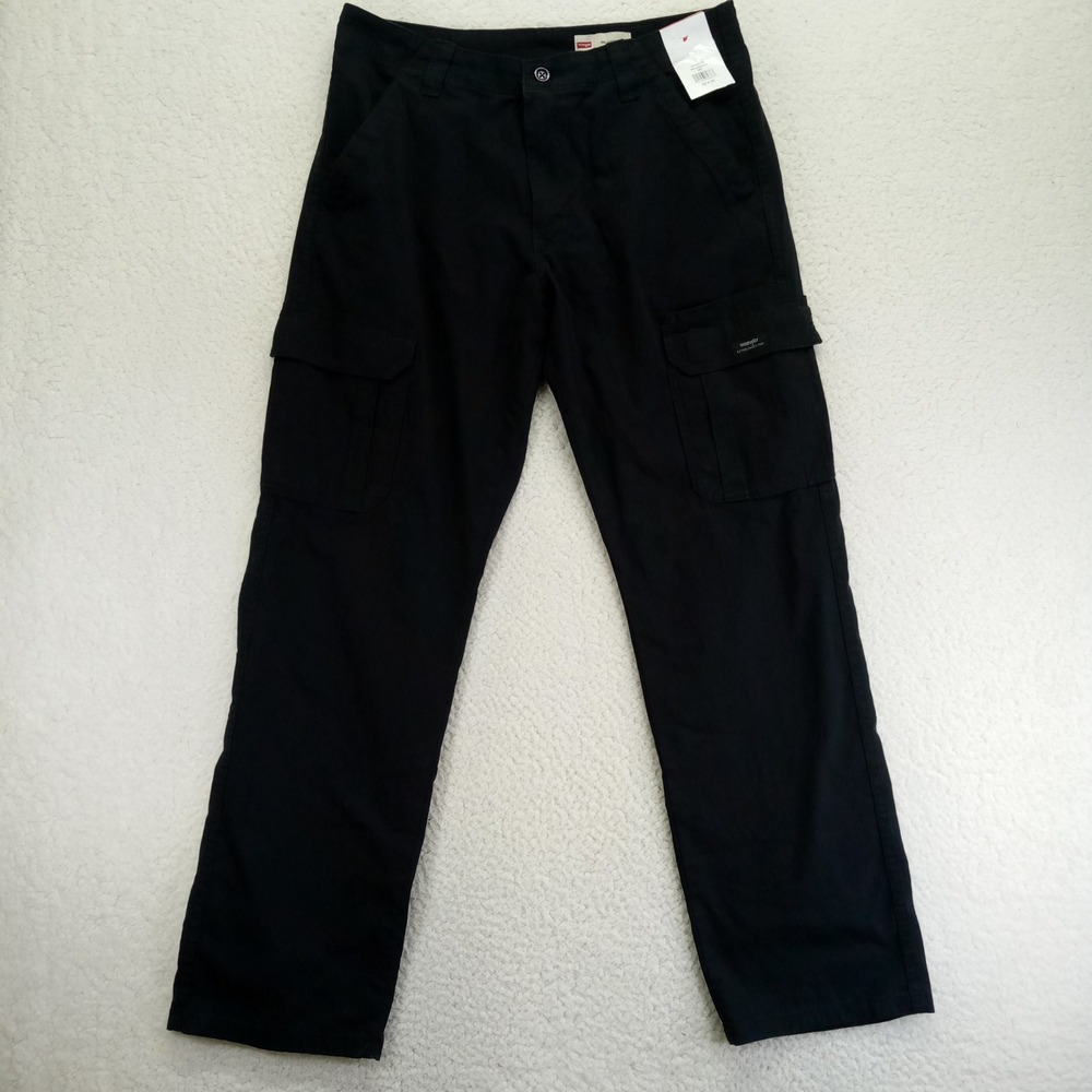 Wrangler Mens Relaxed Fit Cargo Pants Black Stretch 1070ABMBL 32x32 NWT